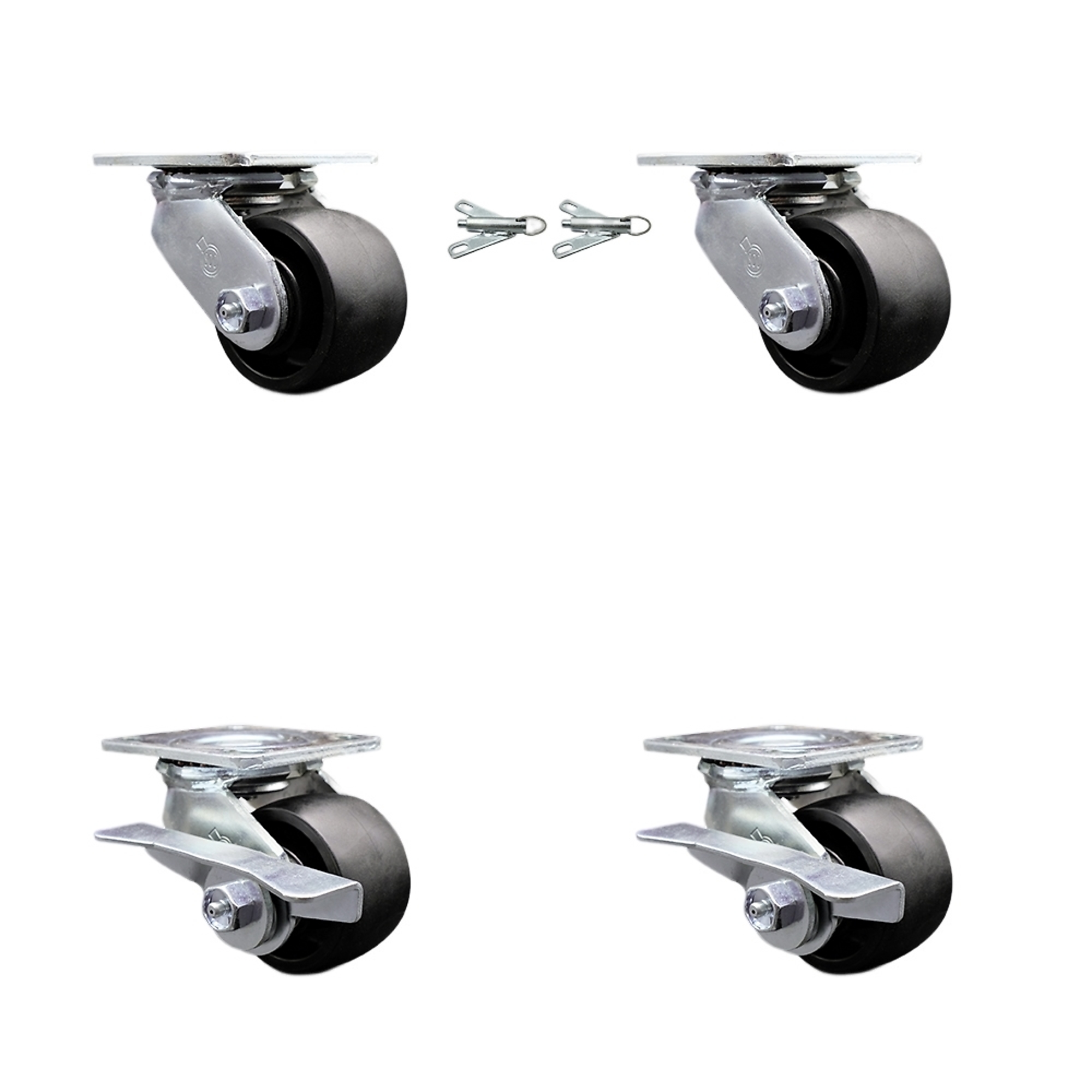 Service Caster, 3 1/4in. x 2in. Plate Casters, Wheel Diameter 3.25 in, Caster Type Swivel, Package (qty.) 4, Model# SCC-30CS3420-GFNR-BSL-2-SLB-2